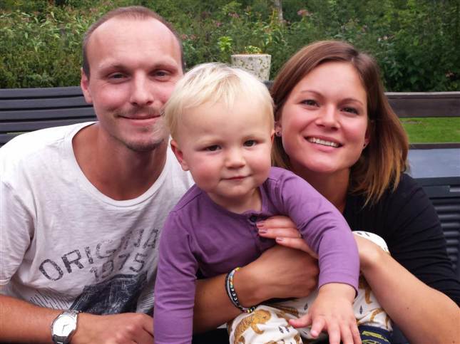 Hela familjen: Jacob Kilstam, Jack och Jonna Eriksson. Foto: Privat.